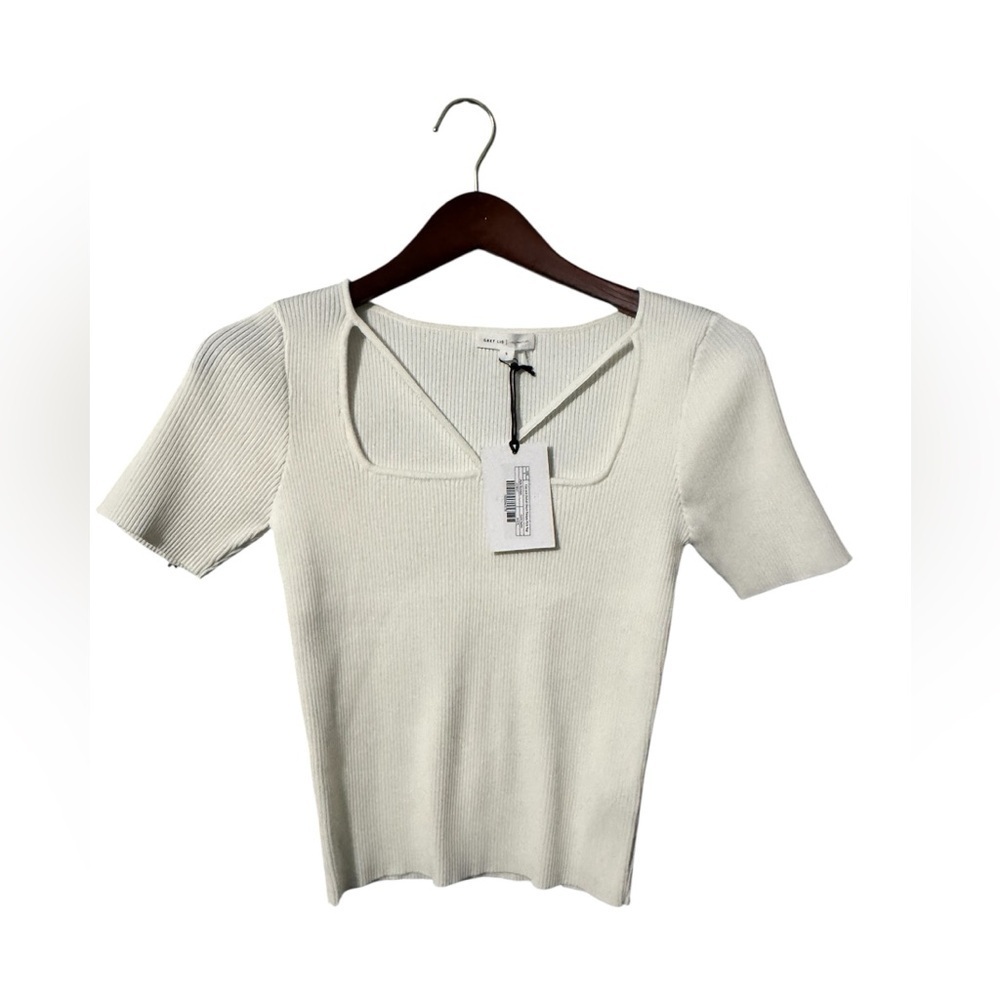 Grey Lab Cut-out Short Sleeve Knit Top – Small – NWT
